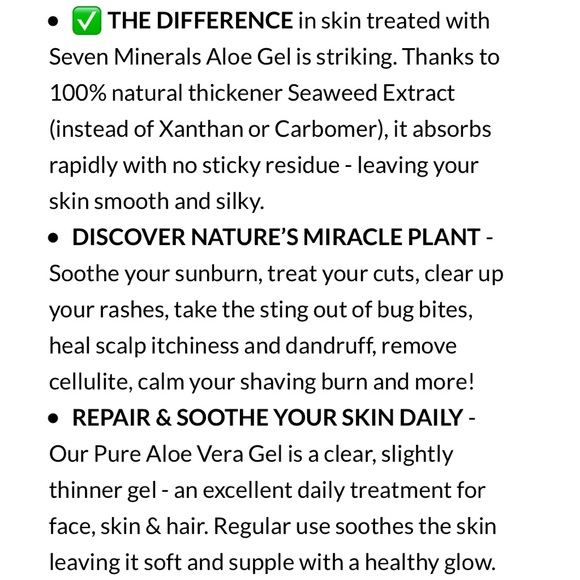 LAST ONE! SEVEN MINERALS Aloe Vera Gel Organic. - Picture 12 of 13